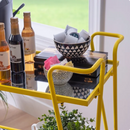 Linon Lawsonia 2-Tier Mid-Century Mobile Bar Cart with Mirrored Top, 32.5" Tall, 27 lb, Yellow