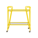 Linon Lawsonia 2-Tier Mid-Century Mobile Bar Cart with Mirrored Top, 32.5" Tall, 27 lb, Yellow