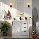 ChVans Farmhouse Freestanding Single Bath Storage Vanity Ceramic Sink