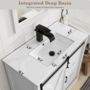 ChVans Farmhouse Freestanding Single Bath Storage Vanity Ceramic Sink