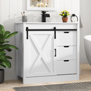 ChVans Farmhouse Freestanding Single Bath Storage Vanity Ceramic Sink