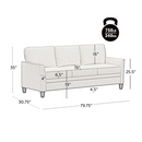 Mainstays Kensington 80" 3 Seat Classic Modern Couch, Gray