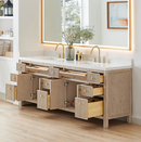 Altair Cerrito 84-in Natural Oak Undermount Double Sink Bathroom Vanity Base (No Top)