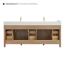 Altair Cerrito 84-in Natural Oak Undermount Double Sink Bathroom Vanity Base (No Top)