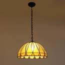Oukaning Multi Tiffany 16-in Yellow 2 -Light Hemispherical Yellow Adjustable Height Tiffany Stained glass Bowl Medium Hanging Kitchen Island Light