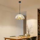 Oukaning Multi Tiffany 16-in Yellow 2 -Light Hemispherical Yellow Adjustable Height Tiffany Stained glass Bowl Medium Hanging Kitchen Island Light