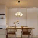 Oukaning Multi Tiffany 16-in Yellow 2 -Light Hemispherical Yellow Adjustable Height Tiffany Stained glass Bowl Medium Hanging Kitchen Island Light
