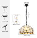 Oukaning Multi Tiffany 16-in Yellow 2 -Light Hemispherical Yellow Adjustable Height Tiffany Stained glass Bowl Medium Hanging Kitchen Island Light