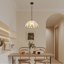 Oukaning Multi Tiffany 16-in Yellow 2 -Light Hemispherical Yellow Adjustable Height Tiffany Stained glass Bowl Medium Hanging Kitchen Island Light