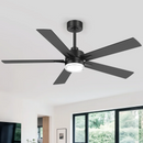 52" Modern Ceiling Fan with Light, Matte Black Finish, 5 Reversible Blades