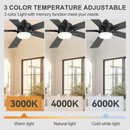 52" Modern Ceiling Fan with Light, Matte Black Finish, 5 Reversible Blades