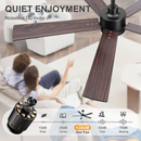 52" Modern Ceiling Fan with Light, Matte Black Finish, 5 Reversible Blades