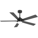 52" Modern Ceiling Fan with Light, Matte Black Finish, 5 Reversible Blades
