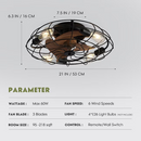 HOOMEDELIER  20" Farmhouse Black Ceiling Fan with Light (3 Blades and Remote Included)