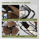 HOOMEDELIER  20" Farmhouse Black Ceiling Fan with Light (3 Blades and Remote Included)