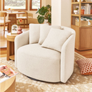 Beautiful Drew Accent Chair by Drew Barrymore, Cream Boucle with pillows
