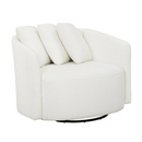 Beautiful Drew Accent Chair by Drew Barrymore, Cream Boucle with pillows