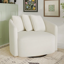 Beautiful Drew Accent Chair by Drew Barrymore, Cream Boucle with pillows
