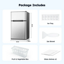 Simzlife 3.2 Cu ft Mini Refrigerator with Freezer, Two Door Compact Small Fridge Adjustable Removable Shelves, Sliver