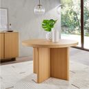 Better Homes & Gardens Lillian Fluted Round Expandable Dining Table for Kitchen, Natural Pine