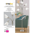 Simplee Adesso 67" 5-Light Modern Adjustable Arm Brushed Steel Floor Lamp w/ Plastic Shades