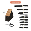 Beautiful 12 Piece Stainless Steel Knife Set Block Soft Grip Handles Black Sesame by Drew Barrymore