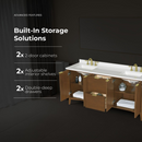 OVE Decors Gabi 72" Warm Walnut Vanity  Double Sink with White Engineered Stone Top