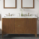 OVE Decors Gabi 60" Warm Walnut Vanity  Double Sink with White Engineered Stone Top