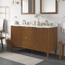 OVE Decors Gabi 60" Warm Walnut Vanity  Double Sink with White Engineered Stone Top