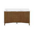 OVE Decors Gabi 60" Warm Walnut Vanity  Double Sink with White Engineered Stone Top
