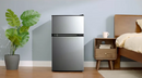 Mainstays 3.2 cu ft 2-Door Compact Refrigerator with Freezer, Stainless-Steel