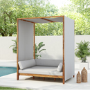 Scott Living Outdoor Solid Frame Patio Daybed with Canopy Curtain and Washable Cushions and Detachable Pillows - Grey