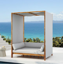 Scott Living Outdoor Solid Frame Patio Daybed with Canopy Curtain and Washable Cushions and Detachable Pillows - Grey