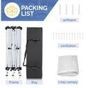 VINGLI 10 x 20FT Pop Up Canopy Tent with Carry Bag/Portable Instant Gazebo Party Tent for Outdoor Events Party Wedding White
