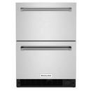 KitchenAid - 4.29 Cu. Ft. Built-In Mini Fridge with Double-Drawer Refrigerator/Freezer - Stainless Steel