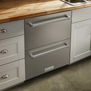 KitchenAid - 4.29 Cu. Ft. Built-In Mini Fridge with Double-Drawer Refrigerator/Freezer - Stainless Steel