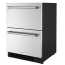 KitchenAid - 4.29 Cu. Ft. Built-In Mini Fridge with Double-Drawer Refrigerator/Freezer - Stainless Steel