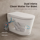 HOROW Non-Electric White(Auto Flush) Single Elongated Chair Height Soft Close 1-piece Bidet 12-in Rough-In 1.28 GPF