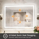 TETOE 72"W x 36" H Rectangular Frameless Wall LED Lighted Bathroom Vanity Mirror with Light with Backlit and Anti-Fog