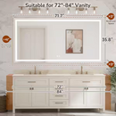TETOE 72"W x 36" H Rectangular Frameless Wall LED Lighted Bathroom Vanity Mirror with Light with Backlit and Anti-Fog