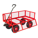 Garvee Steel Garden Cart 500 LBS Capacity 34x18 Inch Mesh Utility Wagon Red