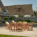 ACEGOSES 10-ft Steel Tan Push-button Tilt Market Patio Umbrella with Lights