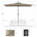 ACEGOSES 10-ft Steel Tan Push-button Tilt Market Patio Umbrella with Lights