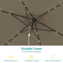 ACEGOSES 10-ft Steel Tan Push-button Tilt Market Patio Umbrella with Lights