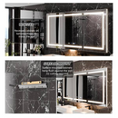 Nivencai 72" W x 36" H Rectangular LED Anti-Fog Medicine Cabinet w/ Mirror and Blum Hinges, Clock Temp Display