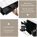Fieeay 72 in. W Double Sink Floating Bath Vanity in Glossy Black with White Solid Surface Sink Top