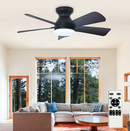 Depuley 194C 35-in Black LED Downrod or Flush Mount Fandelier Ceiling Fan With Light and Remote Control Included