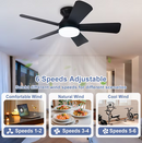 Depuley 194C 35-in Black LED Downrod or Flush Mount Fandelier Ceiling Fan With Light and Remote Control Included
