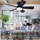 Depuley 194C 35-in Black LED Downrod or Flush Mount Fandelier Ceiling Fan With Light and Remote Control Included