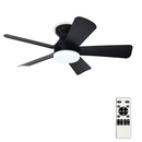 Depuley 194C 35-in Black LED Downrod or Flush Mount Fandelier Ceiling Fan With Light and Remote Control Included